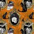 Mystery Manor Halloween fabric: Antique Frames Orange (per 1/4 metre)