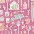 Tilda Tiny Farm Fabric: Farm Tools Pink (per 1/4 metre)