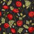 Poppies fabric: Poppy and Bee on Black