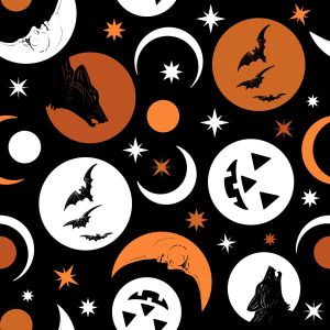 Halloween fabrics: Scaredy Cat, Moons | 