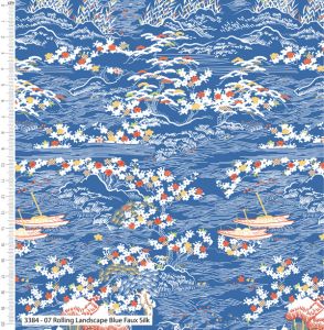 Serenity in Japan fabric: Rolling Landscape, Blue | 