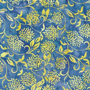 Island Batiks fabric: Flower Vine Cool Waters (per 1/4 metre) | 