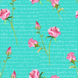 Love Struck: Love Letters Aqua (per 1/4 metre) | 