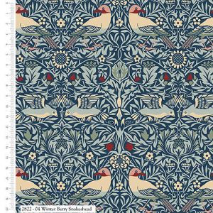 V&A William Morris Winter Berry: Bird Blue (per 1/4 metre) | 