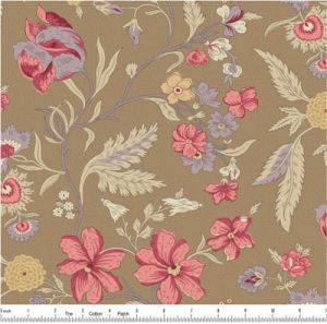 Wildflower Cottage fabric: Multi Floral, Brown | 