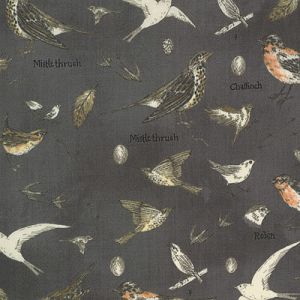 Botanicals fabric: Birds Graphite (per 1/4 metre) | 