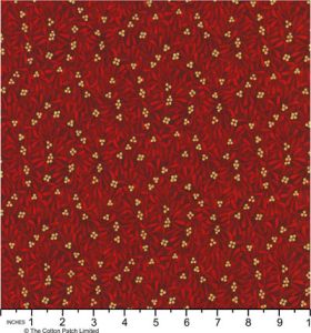 Holiday Flourish, Festive Finery fabric: Gold Berries on Cranberry | 