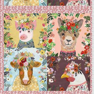 Mia Charro Farm Friends fabric: Farm Friends Panel Multi | 