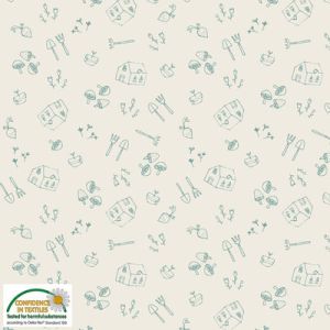 Gardening Fabric: Tossed Tools Linen (per 1/4 metre) | 