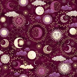 Luna Fabric: Cosmos, Red | 