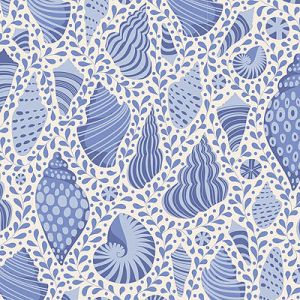 Tilda Beach Shells: Shells Blue (per 1/4 metre) | 