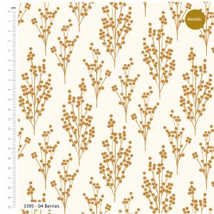 Simply Christmas Metallic fabric: Berries, White, Gold | 