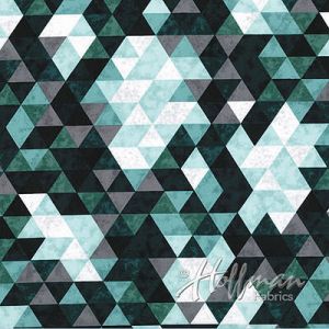 Hoffman Celebrate: Geo Triangles Teal (per 1/4 metre) | 