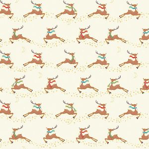 Merry Christmas fabric: Flying Reindeer Cream (per 1/4 metre) | 