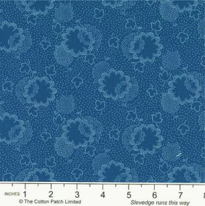 Dutch Heritage fabric: Two Tone Floral Leaf Royal (per 1/4 metre) | 