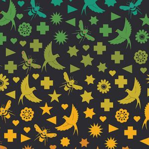 Art Theory Fabric: Birds & Bees Black (per 1/4 metre) | 