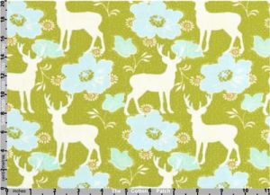 Tanya Whelan Darling Meadow Fabric: Deer Floral Olive (per 1/4 metre) | 