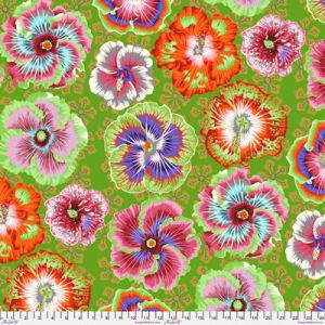 Philip Jacobs Fabric: Floating Hibiscus Green (per 1/4 metre) | 