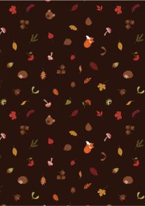 Country Coordinates fabric: Scattered Foliage and Friends Dark Brown | 