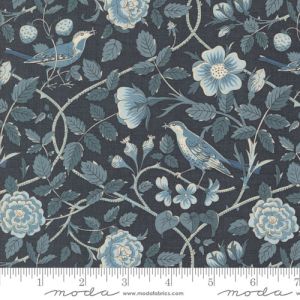 Sacre Bleu fabric: Oiseaux, Indigo | 