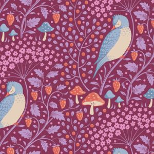 Tilda Hibernation fabric: Sleepybird Mulberry (per 1/4 metre) | 