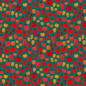 Happy Veg fabric: Tomatoes Dark Teal (per 1/4 metre) | 