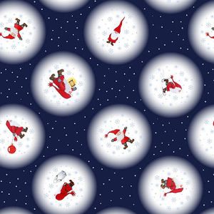 Keep Believing Fabric: Tomte Snowballs Dark Blue (per 1/4 metre) | 