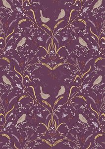 Meadowside fabric: Bird by Bird Deep Plum Lewis and Irene | 