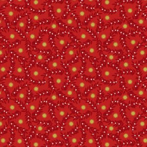 Noel Fabric: Berries & Gold Stars Red/Gold (per 1/4 metre) | 