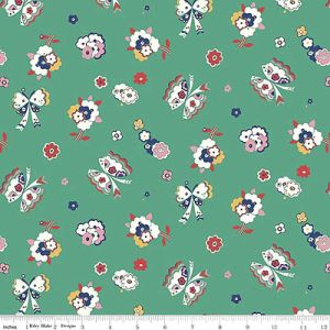 Liberty Carnaby Collection Fabric: Fluttering Floral Green (per 1/4 metre) | 