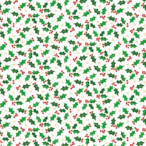 Santa's Christmas Fabric Holly (per 1/4 metre) | 