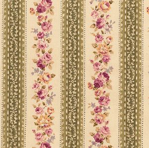 Quilt Gate Florals: Floral Stripe Cream (per 1/4 metre) | 