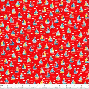 Pool Party fabric: Boats Red (per 1/4 metre) | 