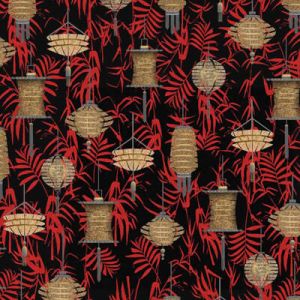 Narumi Fabric: Lanterns on Black (per 1/4 metre) | 