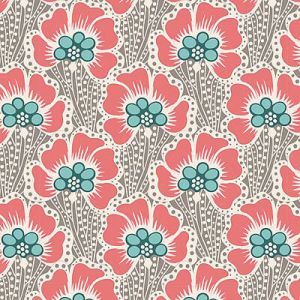 Tilda Cotton Beach: Ocean Flower Grey (per 1/4 metre) | 