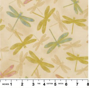 Aurelia Fabric: Dragonflies Natural (per 1/4 metre) | 