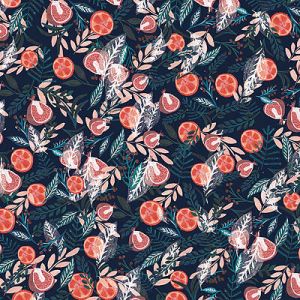 Spice Fabric: Oranges & Figs Indigo (per 1/4 metre) | 