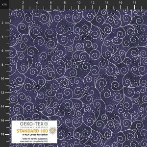 Christmas Wonders fabric: White Swirls on Blue (per 1/4 metre) | 