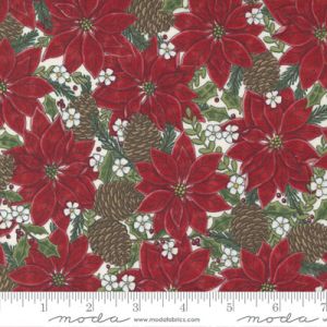 Pinecones and Berries Fabric: Poinsettia Winter White (per 1/4 metre) | 