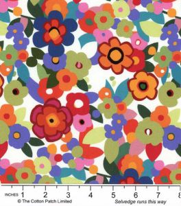 Modern Palette fabrics: Jewel Box Flowers, White | 