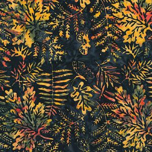 Tonga Batiks: Oak Leaves & Ferns Midnight (per 1/4 metre) | 