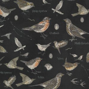 Botanicals fabric: Birds Charcoal (per 1/4 metre) | 