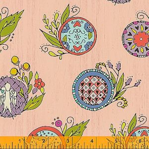 Buttons and Blooms fabric: Button Wreaths Strawberry Fluff (per 1/4 metre) | 