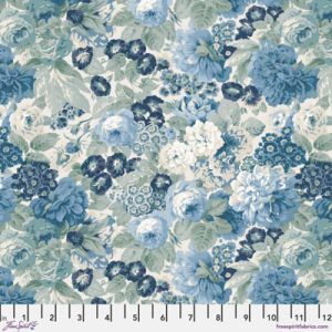 Sanderson Southwold Blue Fabric: Rose and Peony Medium Blue | 