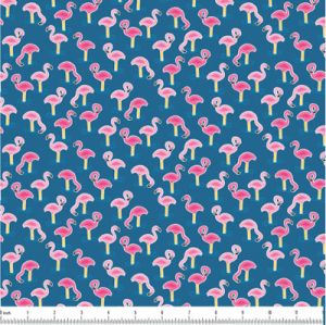 Pool Party fabric: Flamingoes Blue (per 1/4 metre) | 