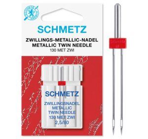 Schmetz Twin Metallic Sewing Machine Needles (2.5/80)  1 needle | 