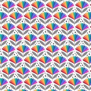 Over The Rainbow fabric: Fanned Rainbows White Lewis and Irene | 