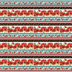 Poppy Days Fabric: Novelty Stripe Blue (per 1/4 metre) | 