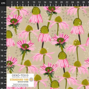 Flowers on My Mind Fabric: Cone Flowers, Light Green | 