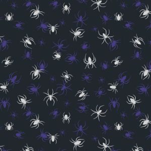 Haunted House Fabric Spiders on Black (Glow in the Dark) Lewis and Irene | 